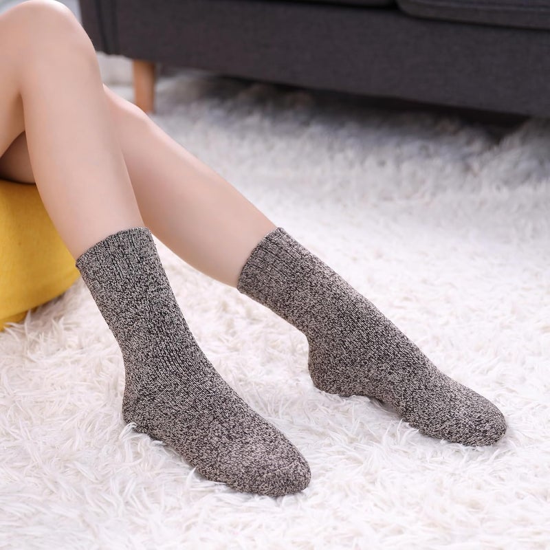 LINEMIN Wool Socks for Women Winter Warm Hiking Thick Warm Cozy Boot Crew Gift Socks 5 Pairs - Image 3